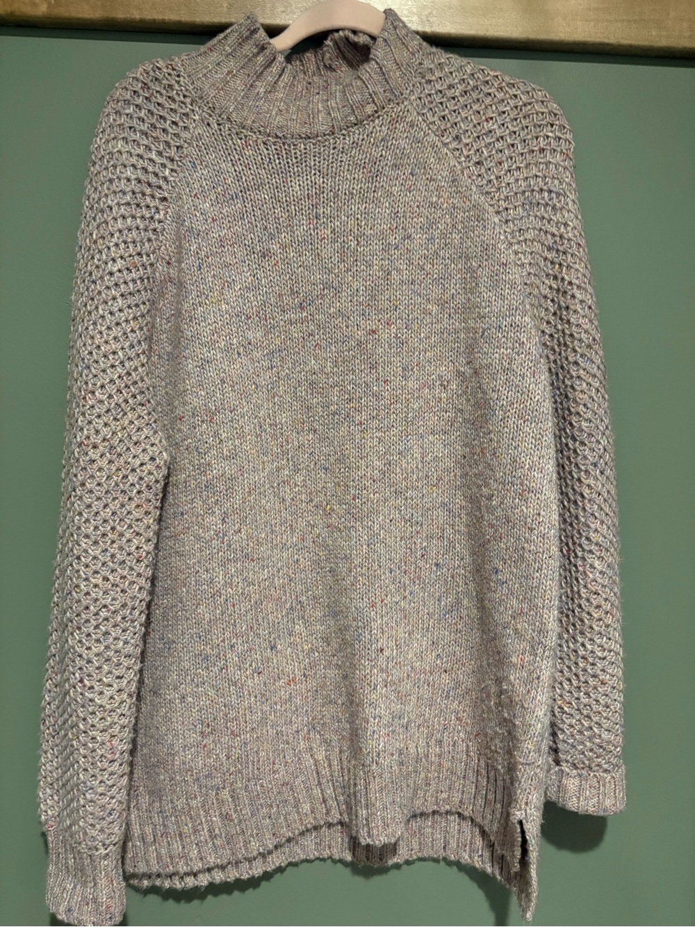 Prana Heathered Light Gray Turtleneck Sweater